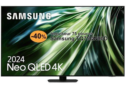 -40 % sur le Samsung TQ75QN90D, téléviseur 4K, Neo QLED, de 75 pouces, lancé en 2024