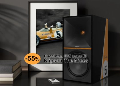 -55 % sur les Klipsch The Nines McLaren Legends, une paire d'enceintes Hifi sans fil de course