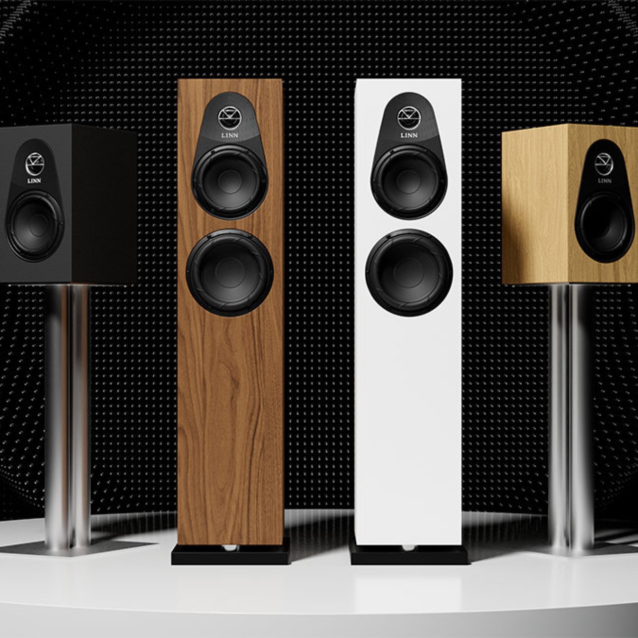 Linn 119 et 150 : deux enceintes Hifi, compacte et colonne, conçues pour une amplification passive ou une multiamplification active Selekt