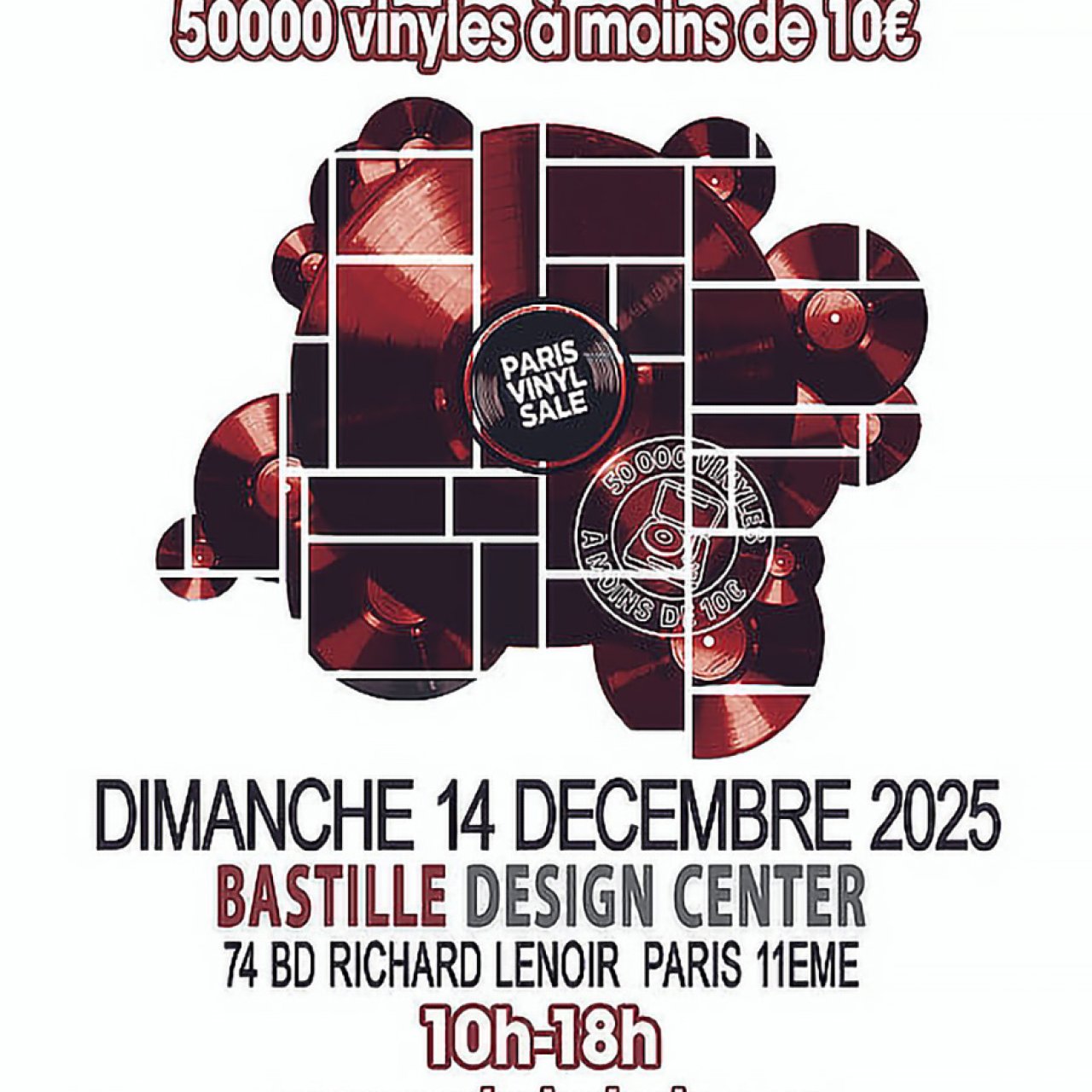 Paris Vinyl Sale 10 : énorme déstockage de vinyles au Bastille Design Center (Paris) le 14.12.2025