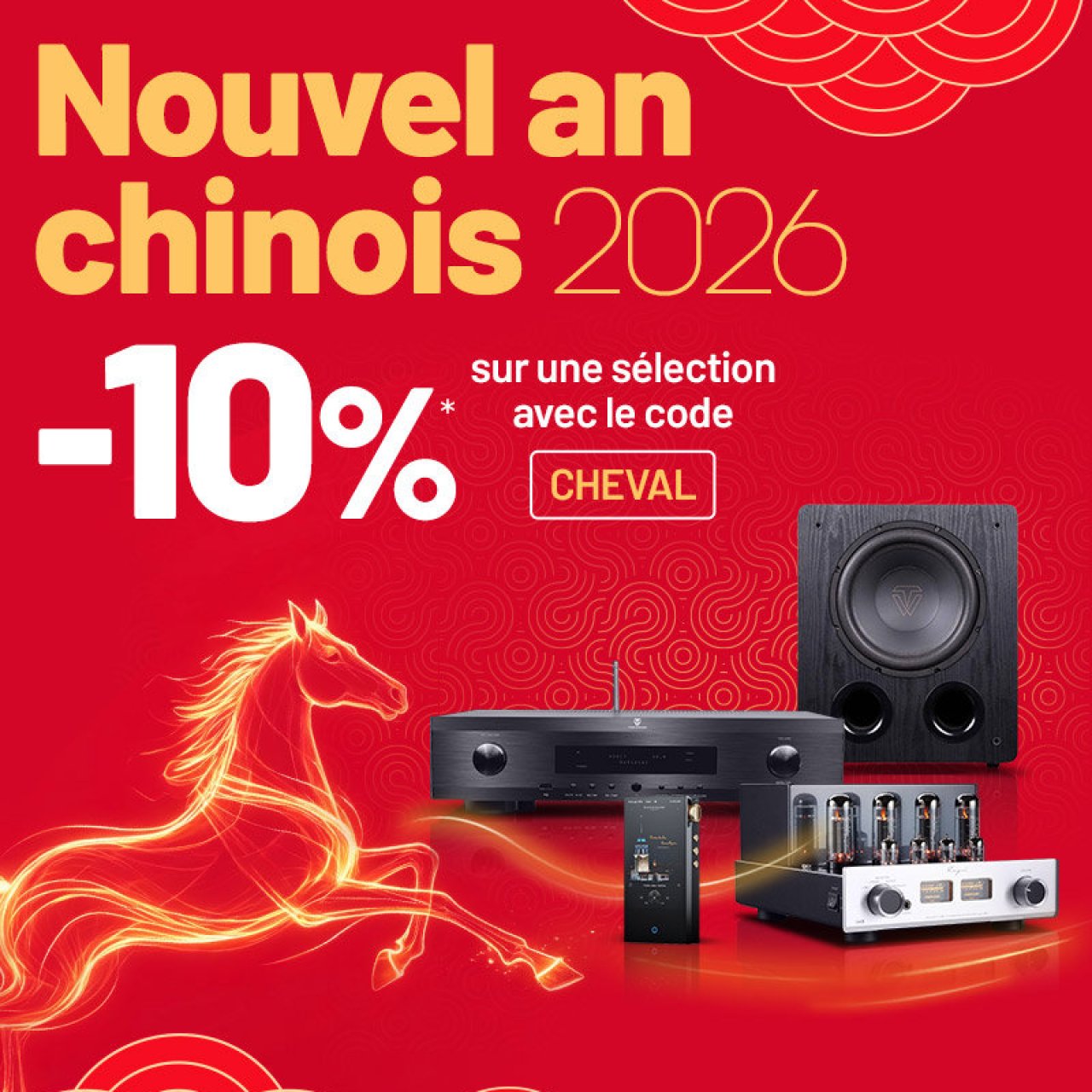 Promo audiophiles pour le Nouvel An Chinois chez Easylounge, avec le code promo CHEVAL donnant droit à 10 % de réduction en bonus