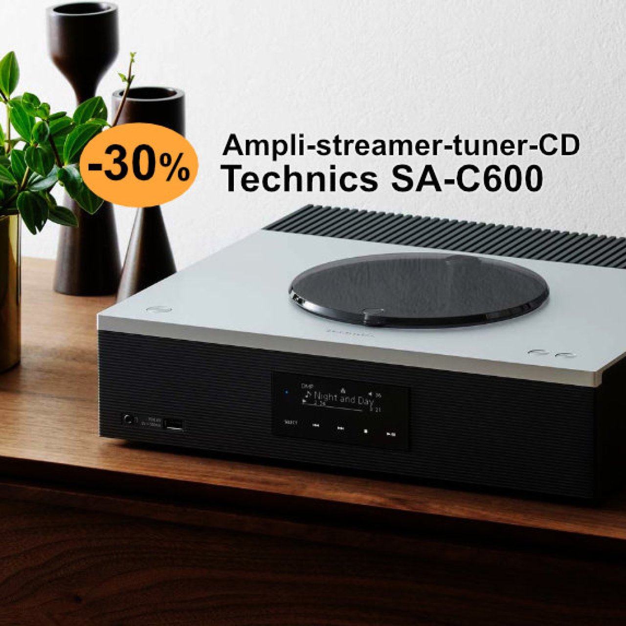 -30 % sur le Technics SA-C600 : un très séduisant ampli hifi connecté compact, avec lecteur CD, tuner FM/DAB et préampli phono